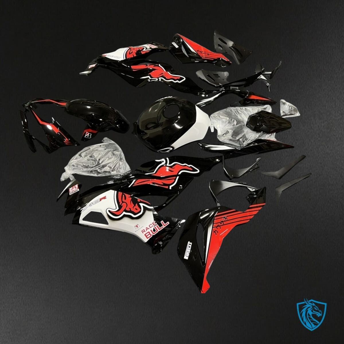 Kawasaki ZX-6RZX636 (2019-2020) Black & Red ● Red Bull Fairings Kit - Aftermarket ABS Bodywork
