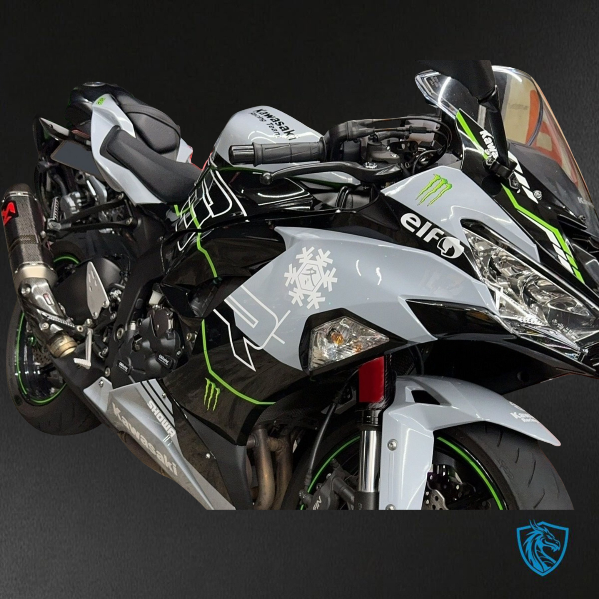 Kawasaki ZX-6R ZX636 (2019–2020) Glossy Gray, Black & Green - Custom ABS Fairing Kit