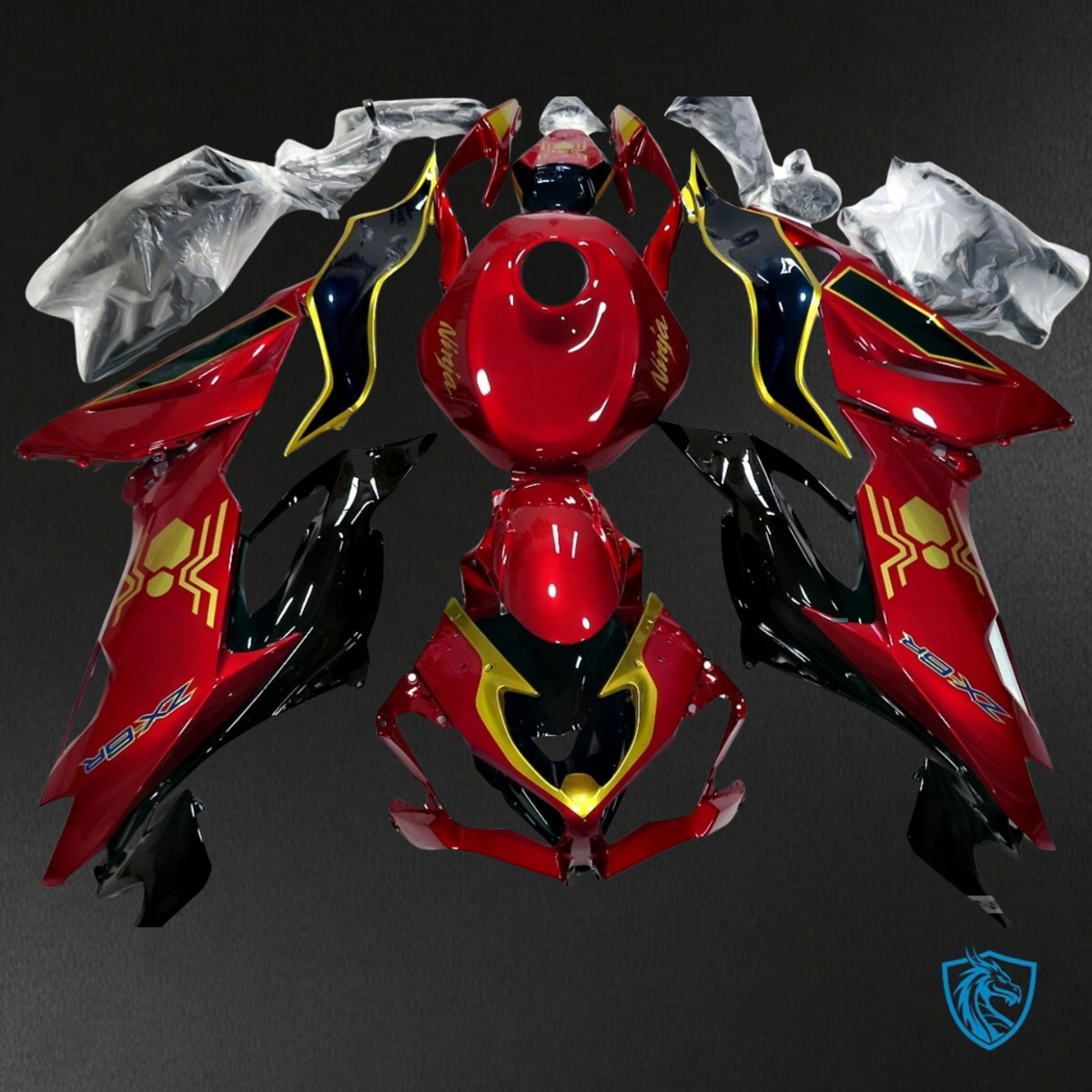 Kawasaki ZX-6R ZX636 (2019-2020) Glossy Red & Black Fairings Kit - Aftermarket ABS Bodywork