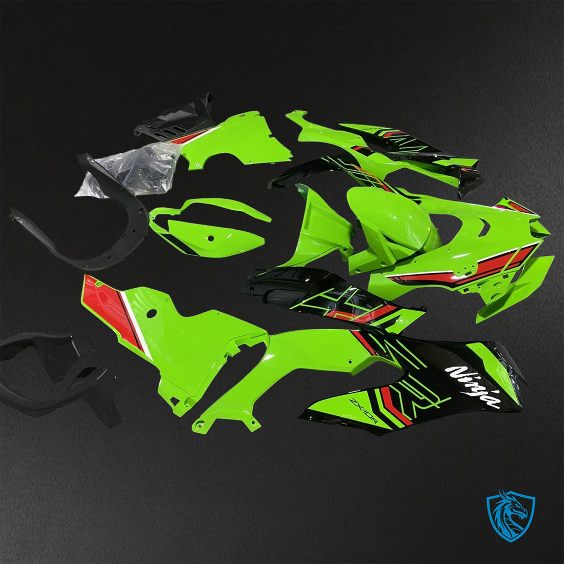 Kawasaki Ninja ZX-10R (2021-2023) Green, Black & Red - Custom ABS Fairing Kit