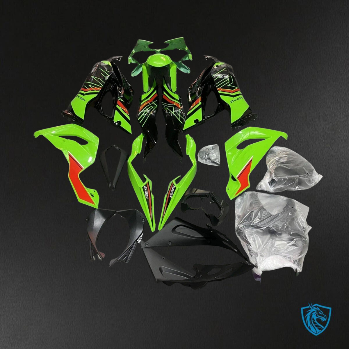 Kawasaki ZX-6R ZX636 (2019-2020) Glossy Green & Black ABS Bodywork - Fairings Kit