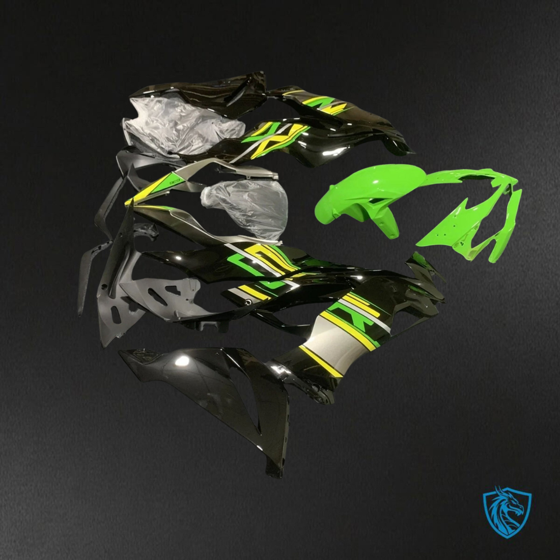Kawasaki ZX-6R ZX636 (2019-2020) Black, Green & Yellow - Custom ABS Fairing Kit