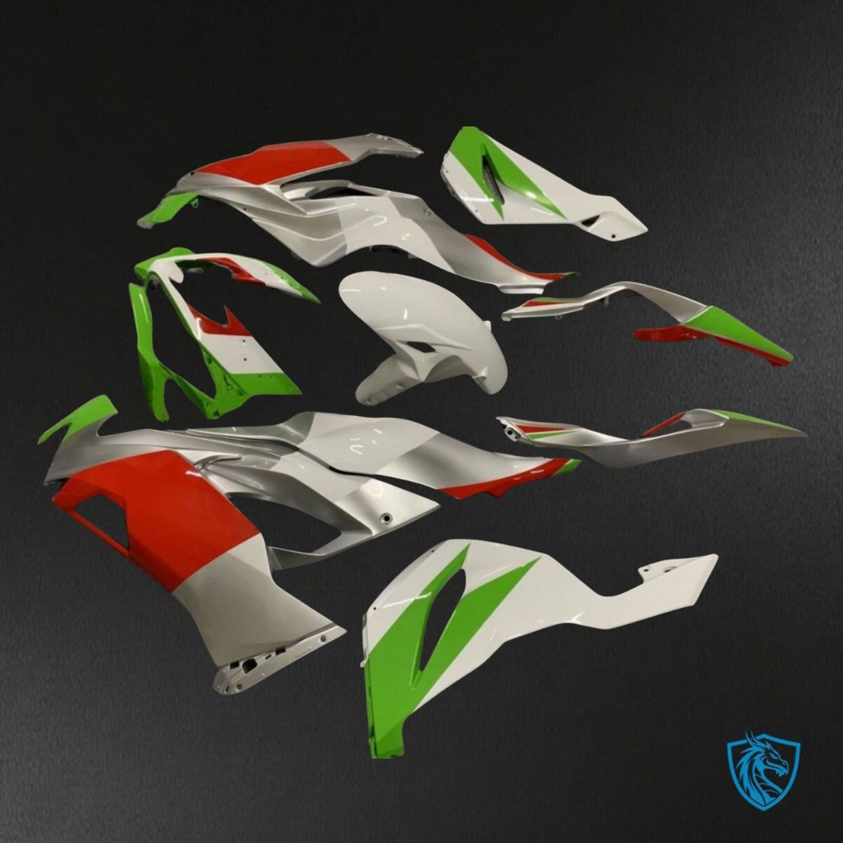 Kawasaki ZX-6R ZX636 (2019–2020) Gray, Red, White & Green - Custom ABS Fairing Kit