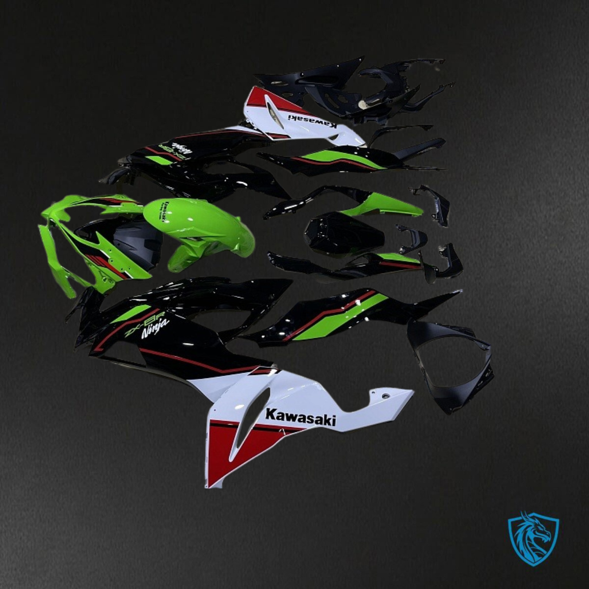 Kawasaki ZX-6R ZX636 (2019–2020) Black & Green Fairings Kit - Aftermarket ABS Bodywork