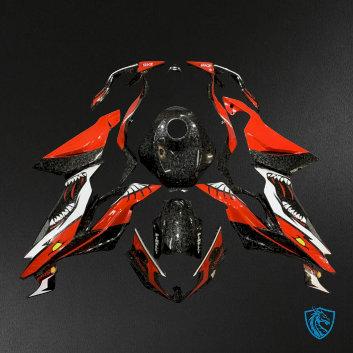 Kawasaki ZX-6RZX636 (2019-2020) Gloss Red & Black Fairings Kit - Aftermarket ABS Bodywork