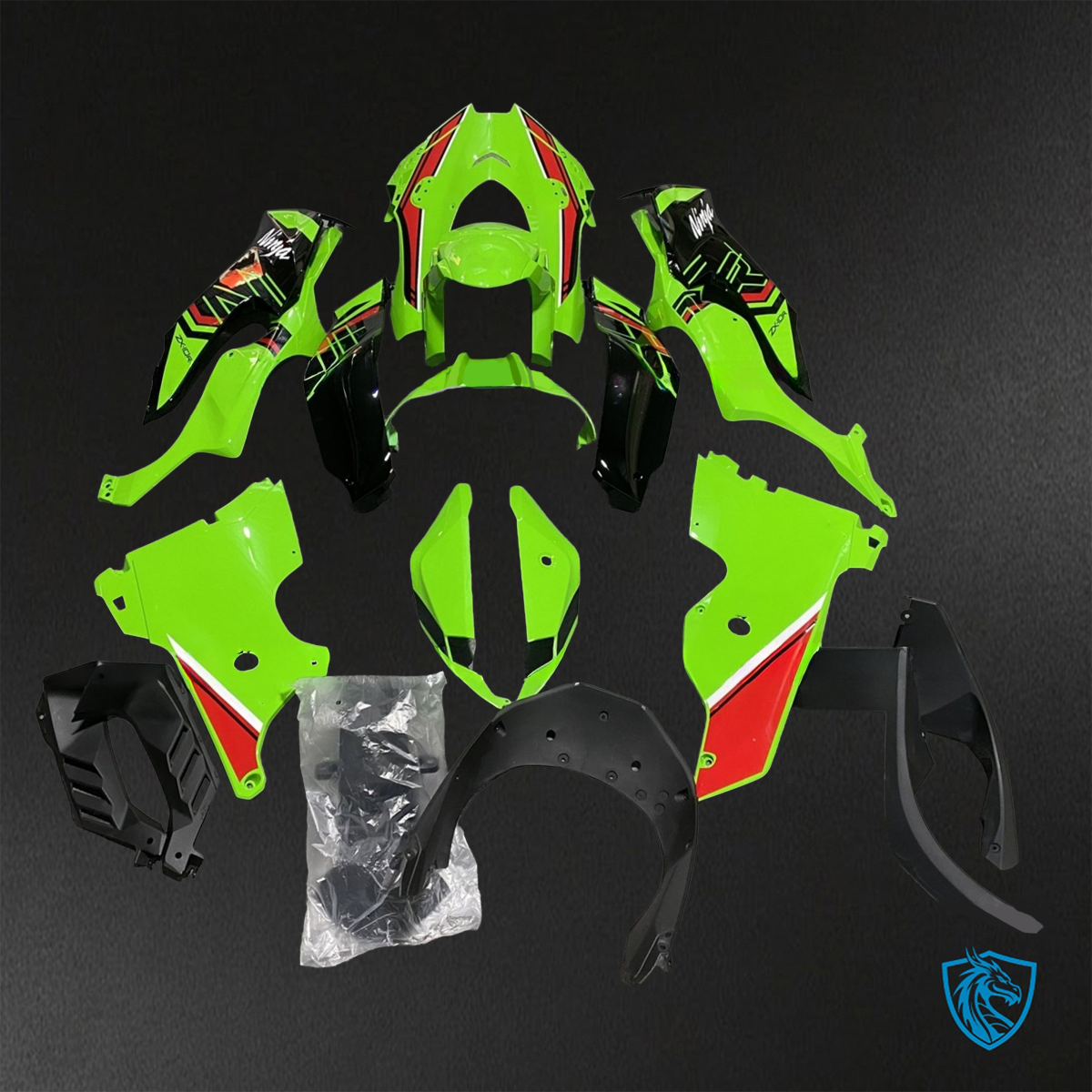 Kawasaki Ninja ZX-10R (2021-2023) Green, Black & Red - Custom ABS Fairing Kit