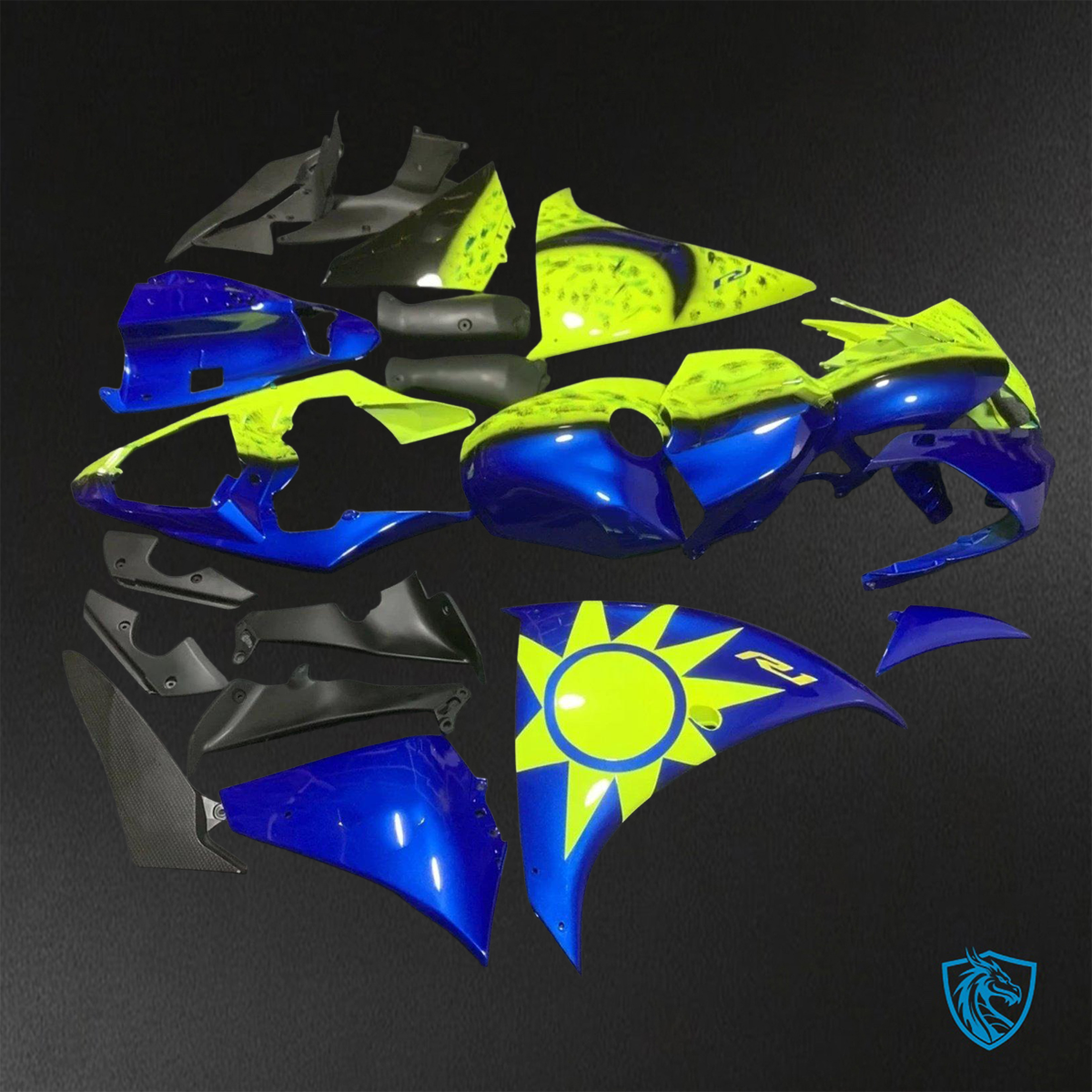 Yamaha YZF R1 (2009-2011) Gloss Yellow & Blue Fairings Kit - Aftermarket ABS Bodywork