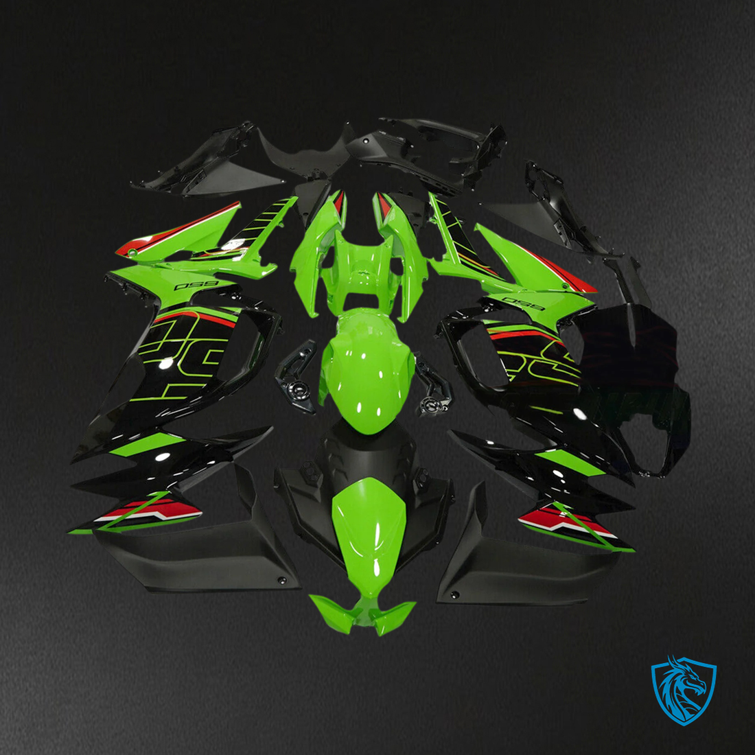 Kawasaki ER-6F (2020-2025) Ninja 650 Black & Green - Fairing Kit