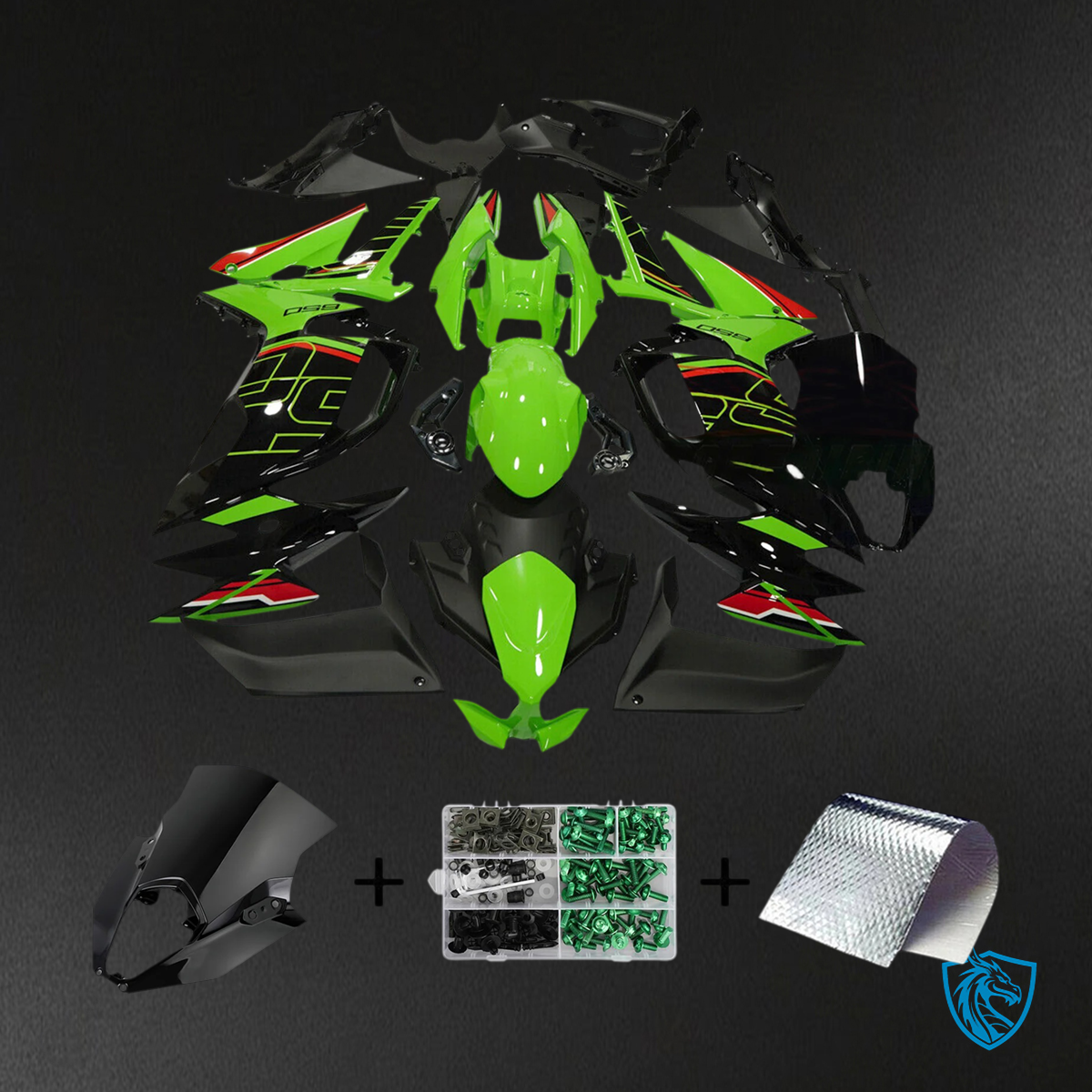 Kawasaki ER-6F (2020-2025) Ninja 650 Black & Green - Fairing Kit