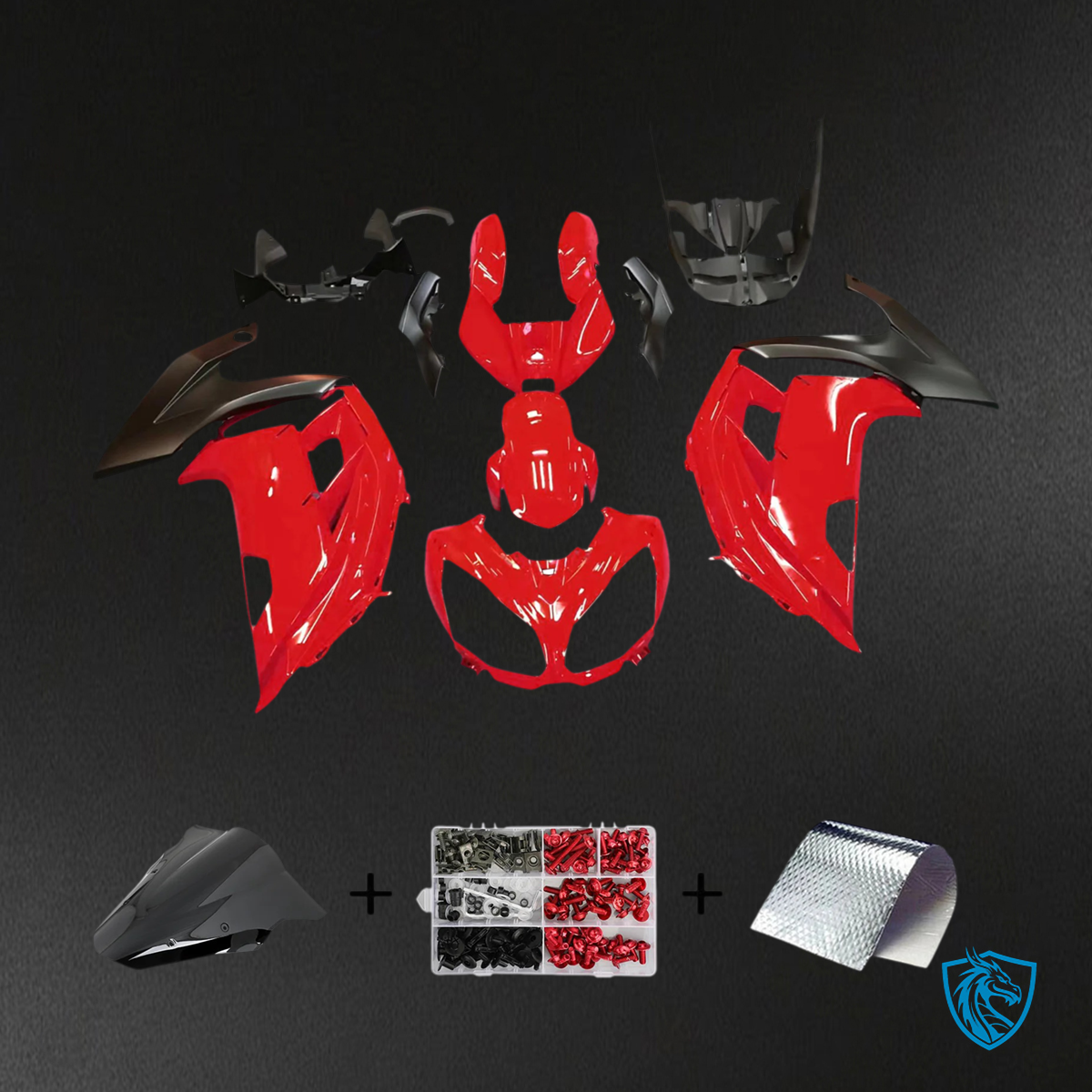 Kawasaki ER6F Ninja 650 (2012-2016) Black and Red -  Fairing Kit