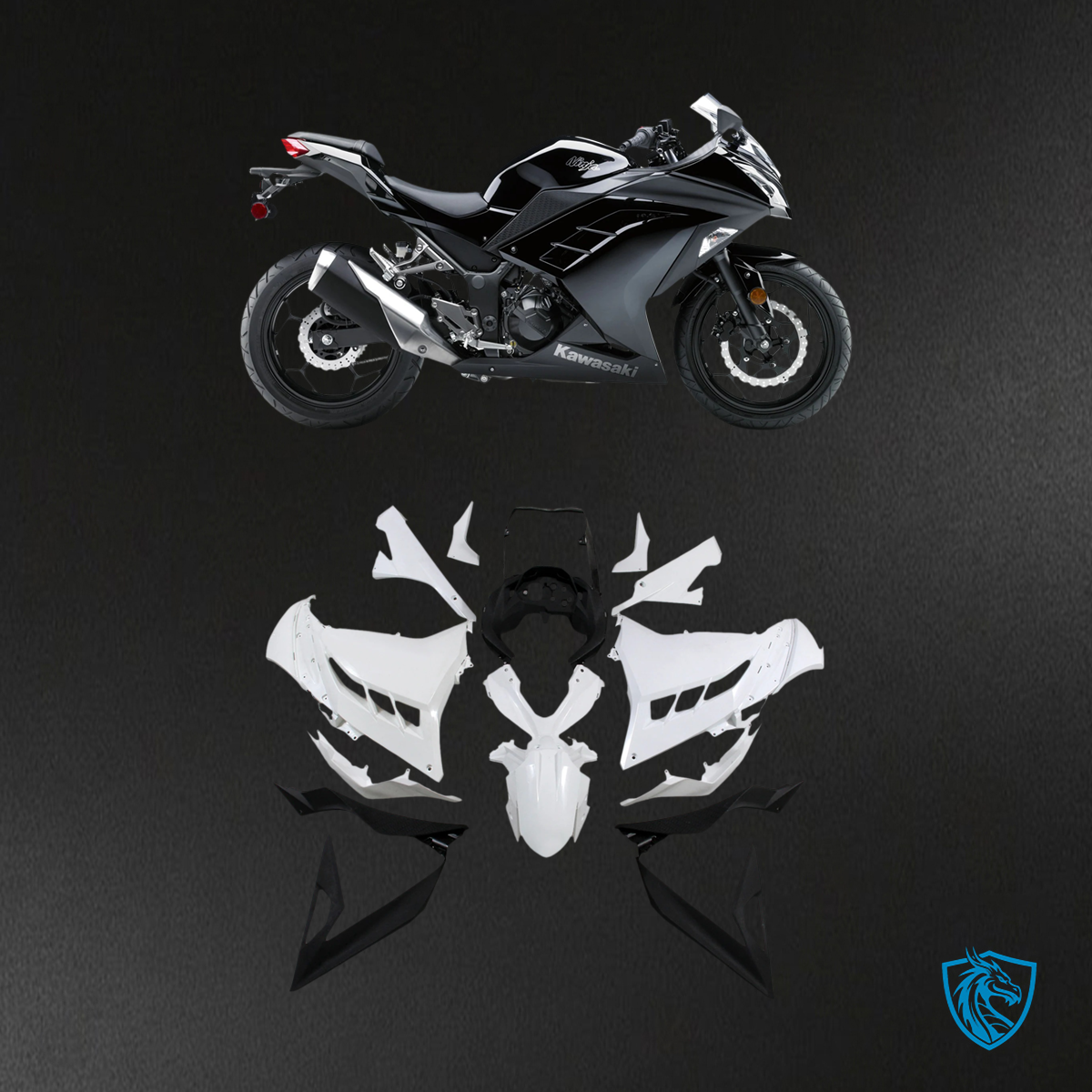 Kawasaki EX300R (2013-2024) Matt Black - Fairing Kit