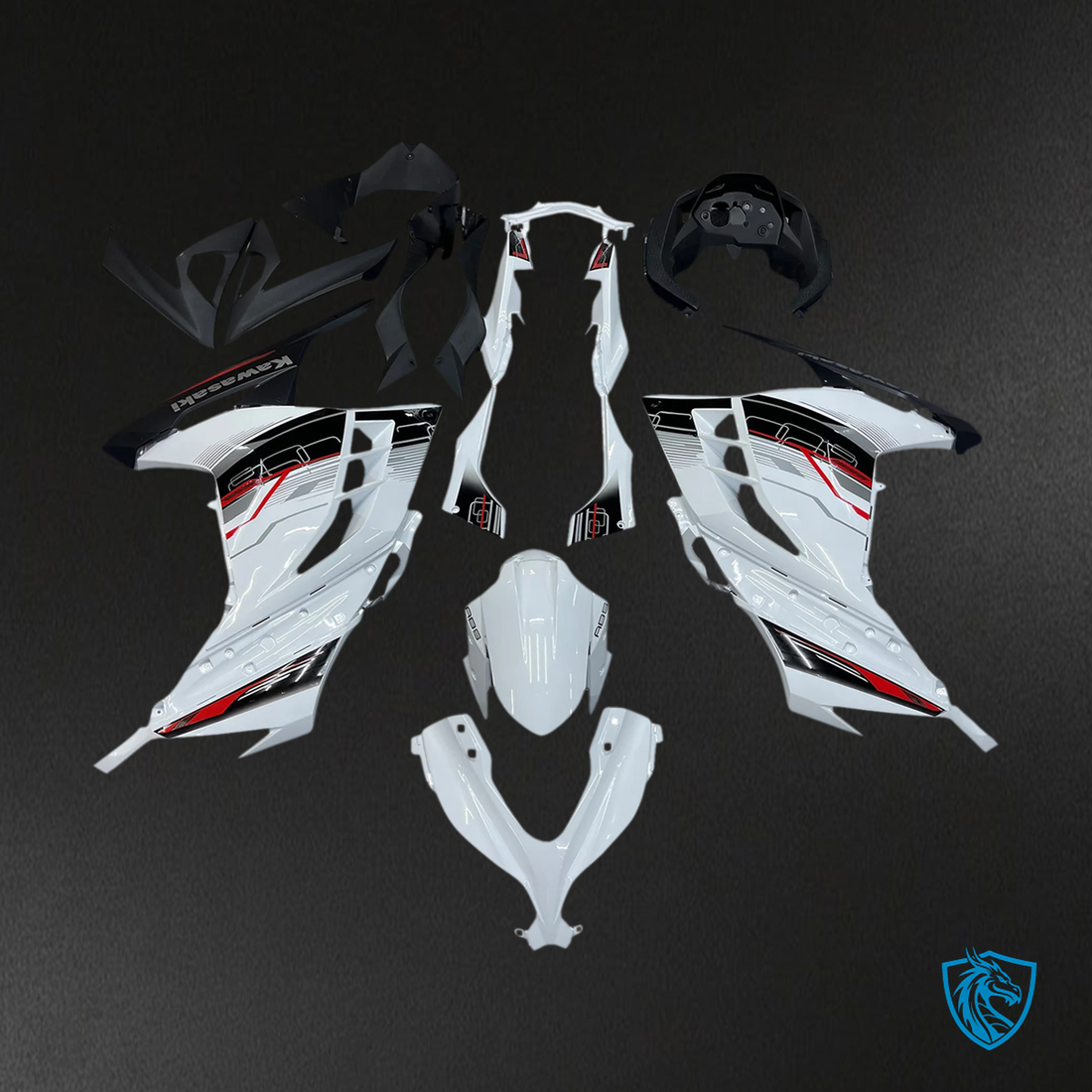 Kawasaki EX300R (2013-2024) White & Black - Fairing Kit