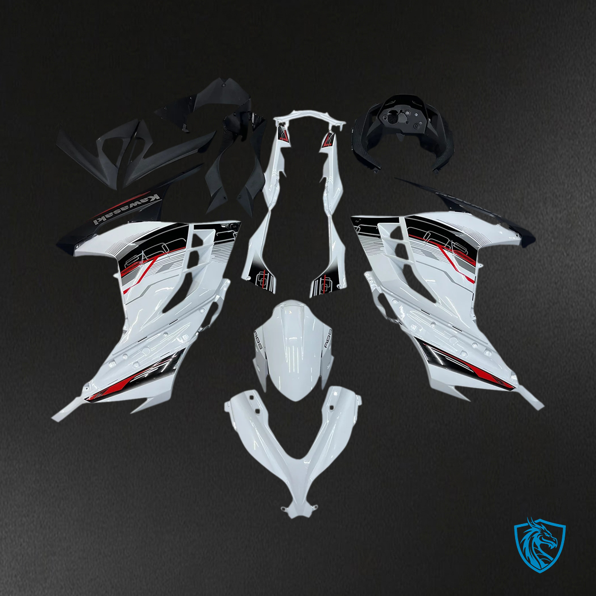 Kawasaki EX300R (2013-2024) White & Black - Fairing Kit