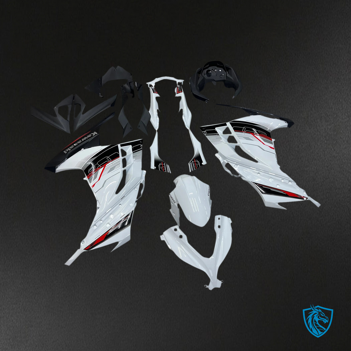 Kawasaki EX300R (2013-2024) White & Black - Fairing Kit