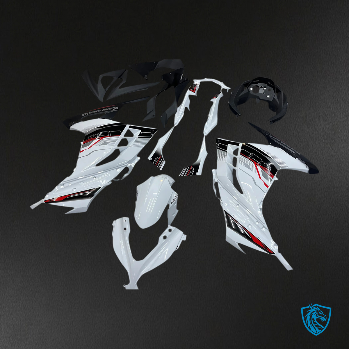Kawasaki EX300R (2013-2024) White & Black - Fairing Kit