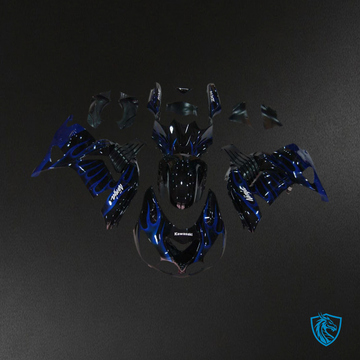 Kawasaki ZX14R (2006-2011) Black & Blue Flame - Fairing Kit