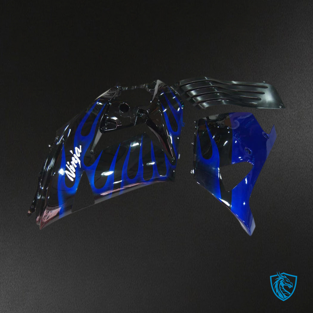 Kawasaki ZX14R (2006-2011) Black & Blue Flame - Fairing Kit