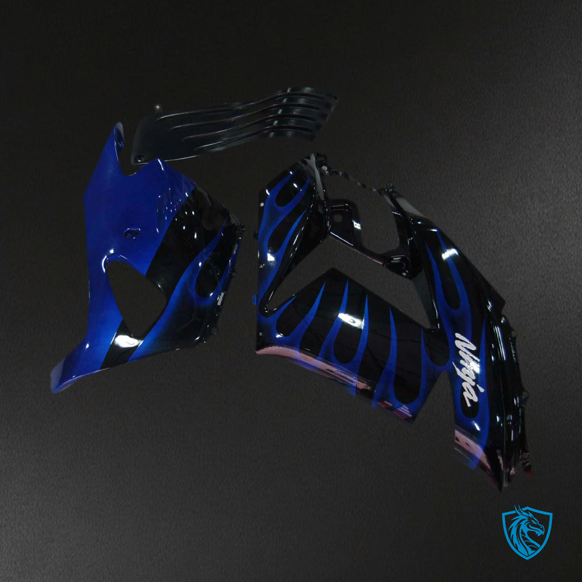Kawasaki ZX14R (2006-2011) Black & Blue Flame - Fairing Kit
