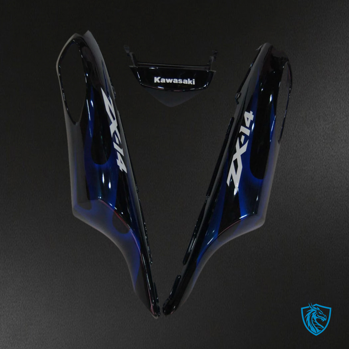 Kawasaki ZX14R (2006-2011) Black & Blue Flame - Fairing Kit
