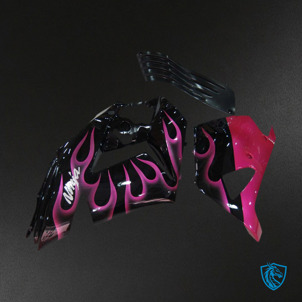 Kawasaki ZX14R (2006-2011) Black & Pink Flame - Fairing Kit