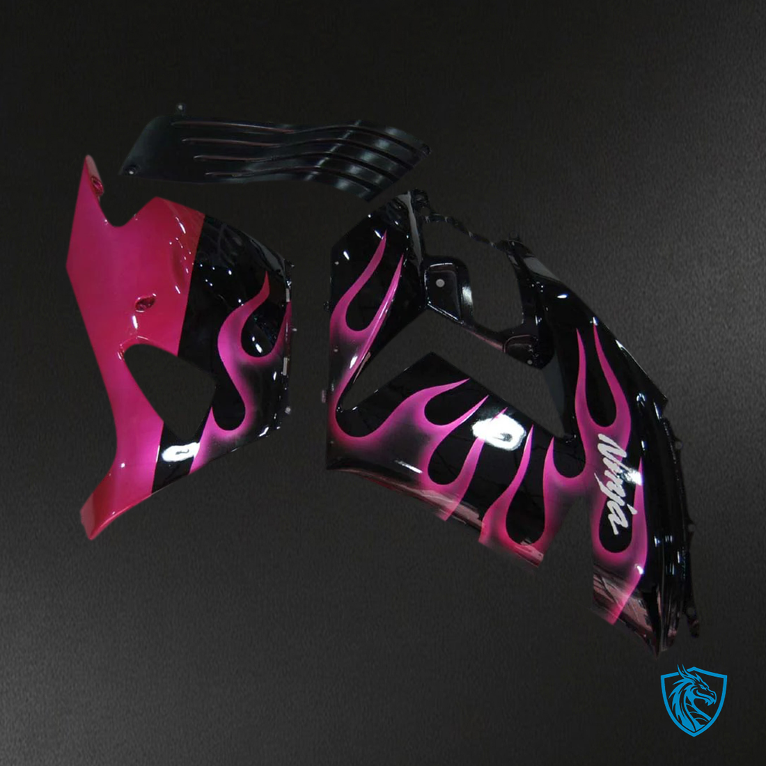 Kawasaki ZX14R (2006-2011) Black & Pink Flame - Fairing Kit