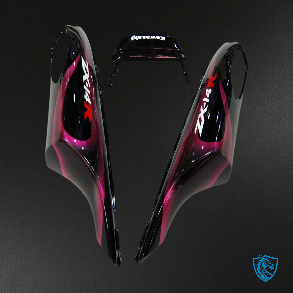 Kawasaki ZX14R (2006-2011) Black & Pink Flame - Fairing Kit