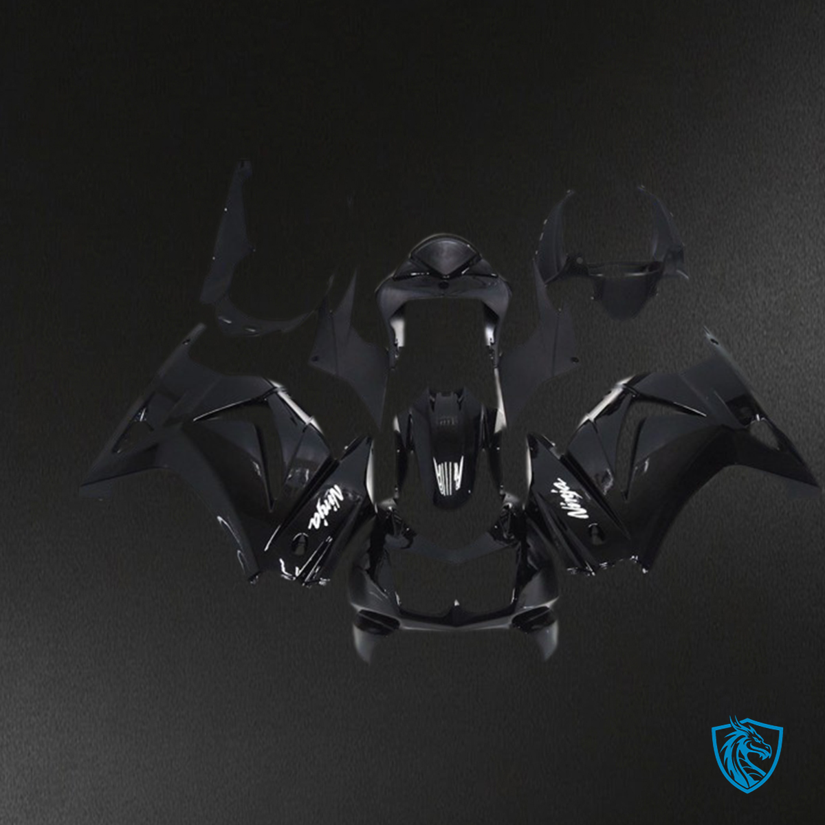 Kawasaki Ninja 250 (2008-2012) Gloss Black Plain Ninja Fairing Kit - Aftermarket ABS Bodywork