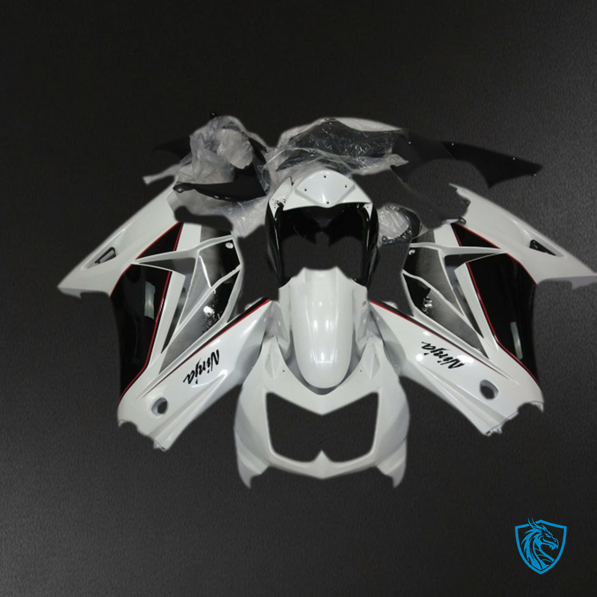 Kawasaki Ninja 250 (2008-2012) White & Black - MERGEment Motorcycle Fairings Kit
