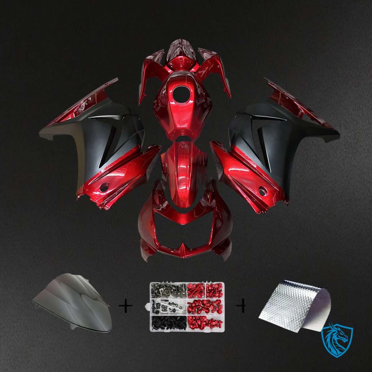 Kawasaki Ninja 250R (2008-2012) EX250 Black & Red - Fairing Kit