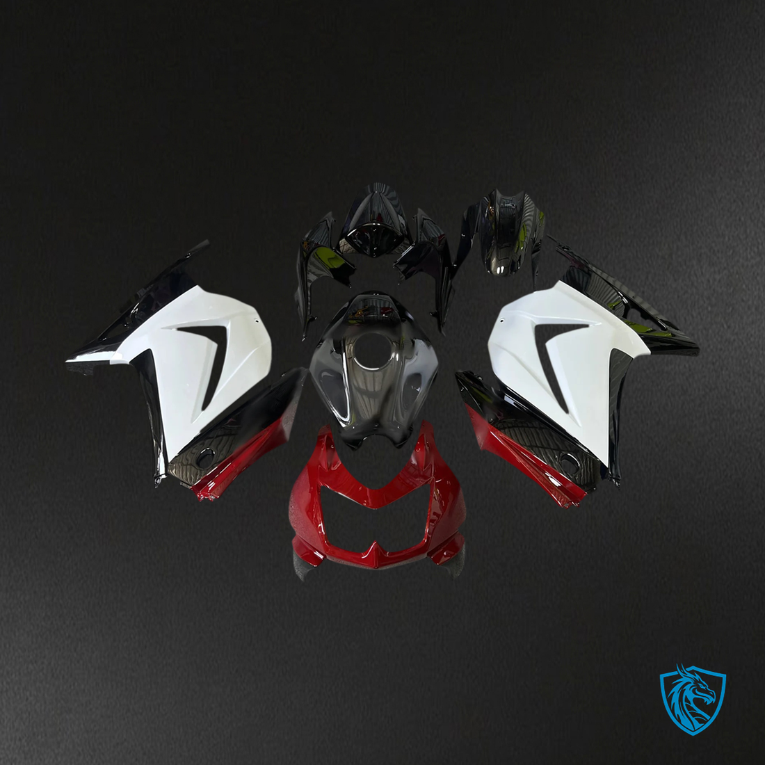 Kawasaki Ninja 250R (2008-2012) EX250 White, Black & Red - Fairing Kit