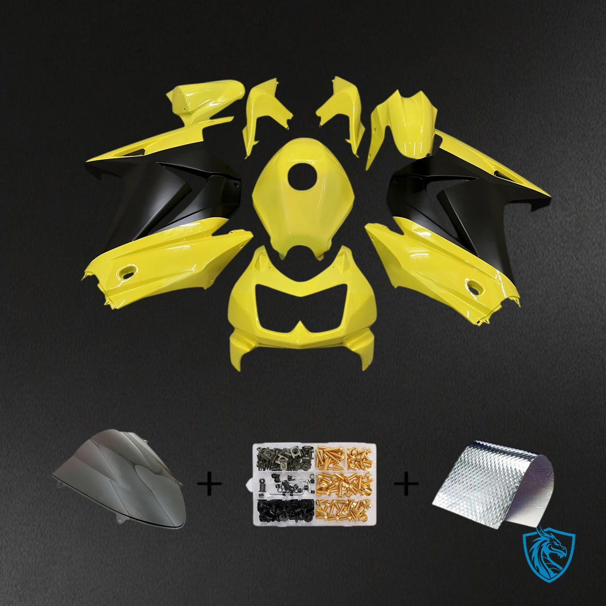 Kawasaki Ninja 250R (2008-2012) EX250 Yellow & Black - Fairing Kit
