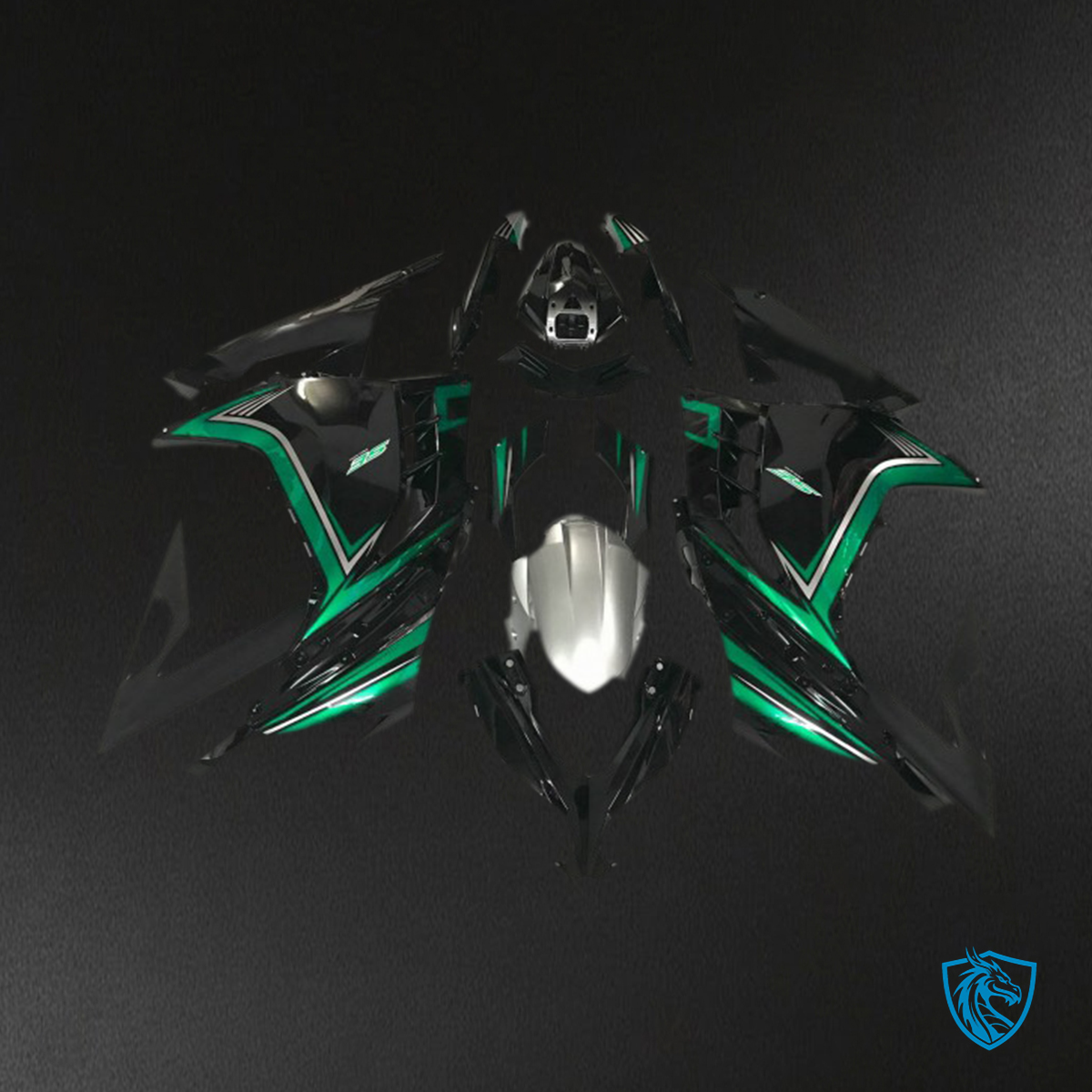 Kawasaki Ninja 300 (2013-2018) Gloss Black & Emerald Green Motorcycle Fairing Kit | ABS Bodywork