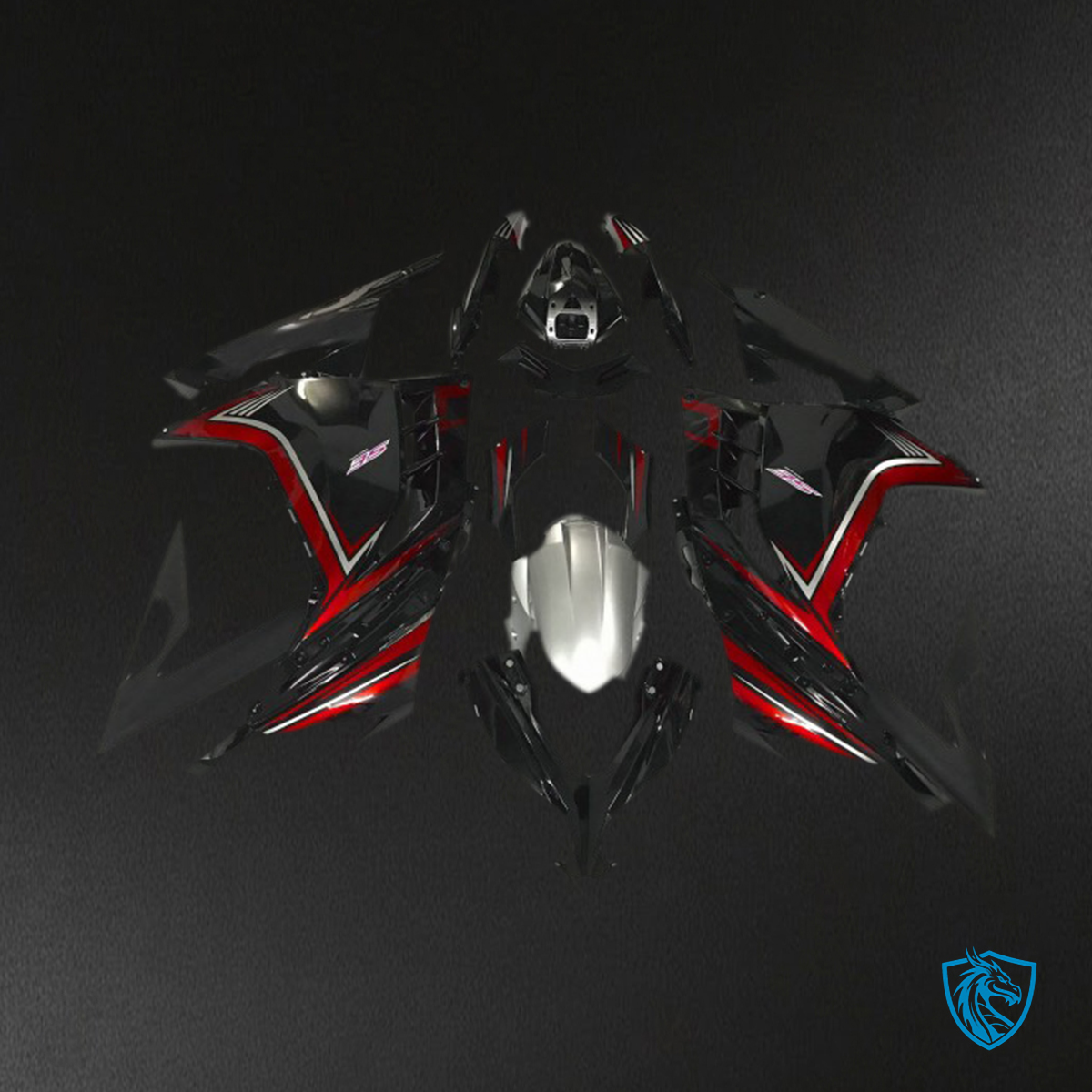 Kawasaki Ninja 300 (2013-2018) Gloss Black & Red Motorcycle Fairing Kit - Aftermarket ABS Bodywork