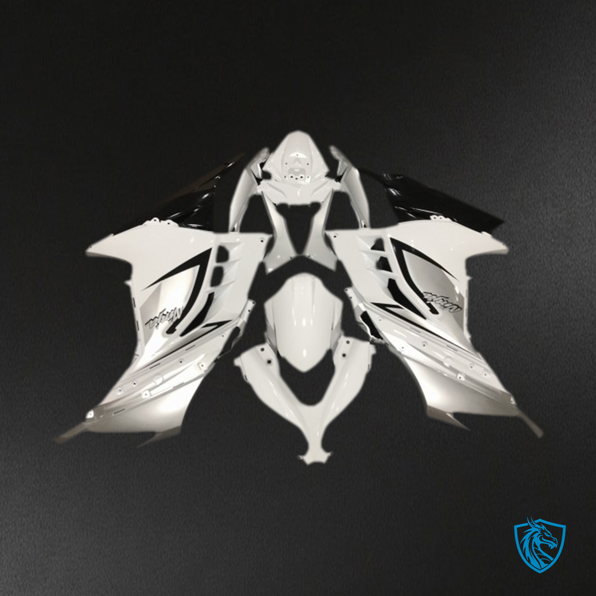 Kawasaki Ninja 300 (2013-2018) Gloss White & Silver Motorcycle - Custom ABS Fairing Kit