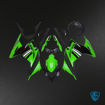 Kawasaki Ninja 300 (2013-2018) Green, Black & White Gloss Fairing Kit - Aftermarket ABS Bodywork