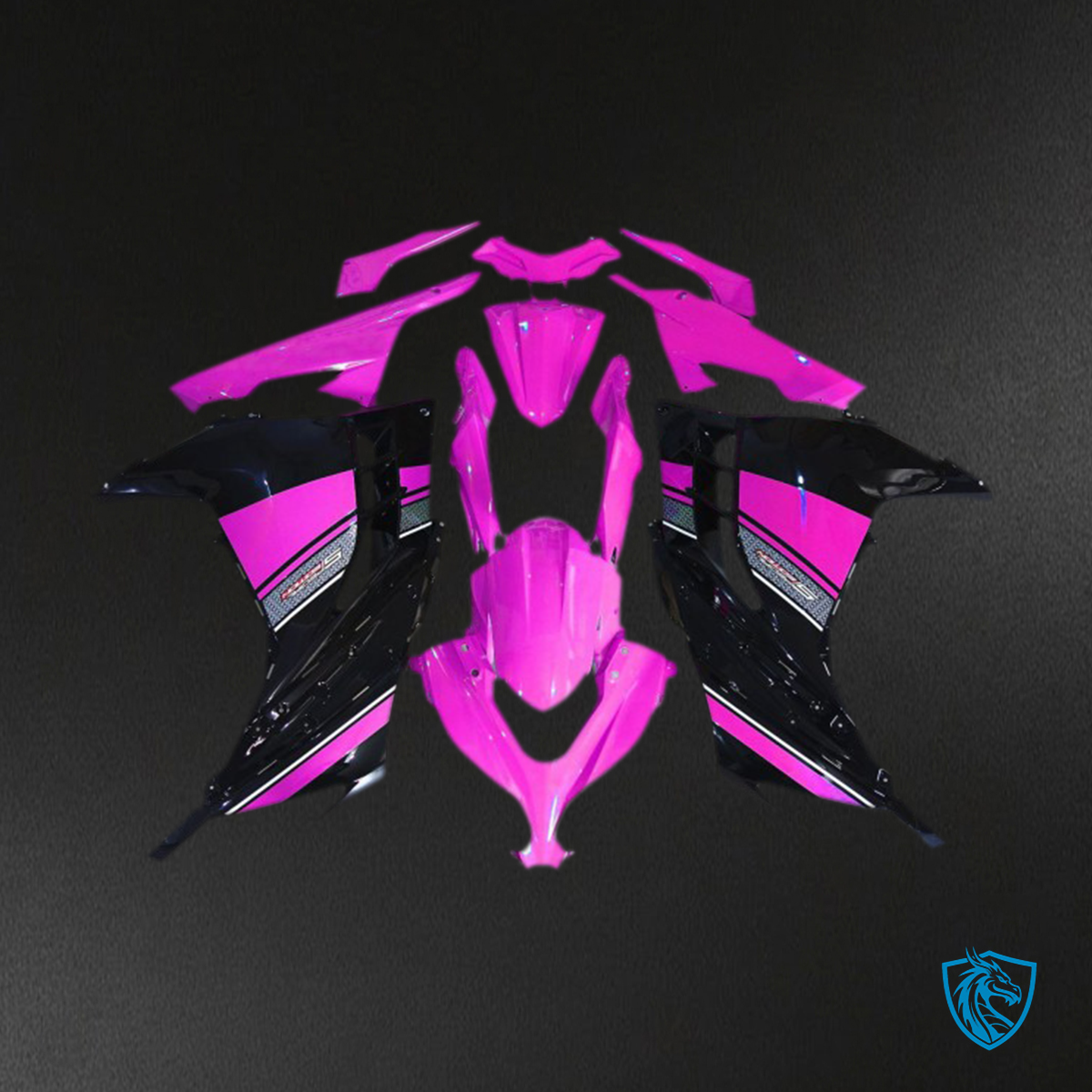Kawasaki Ninja 300 (2013-2018) Hot Pink and Black Motorcycle Fairing Kit | ABS Bodywork