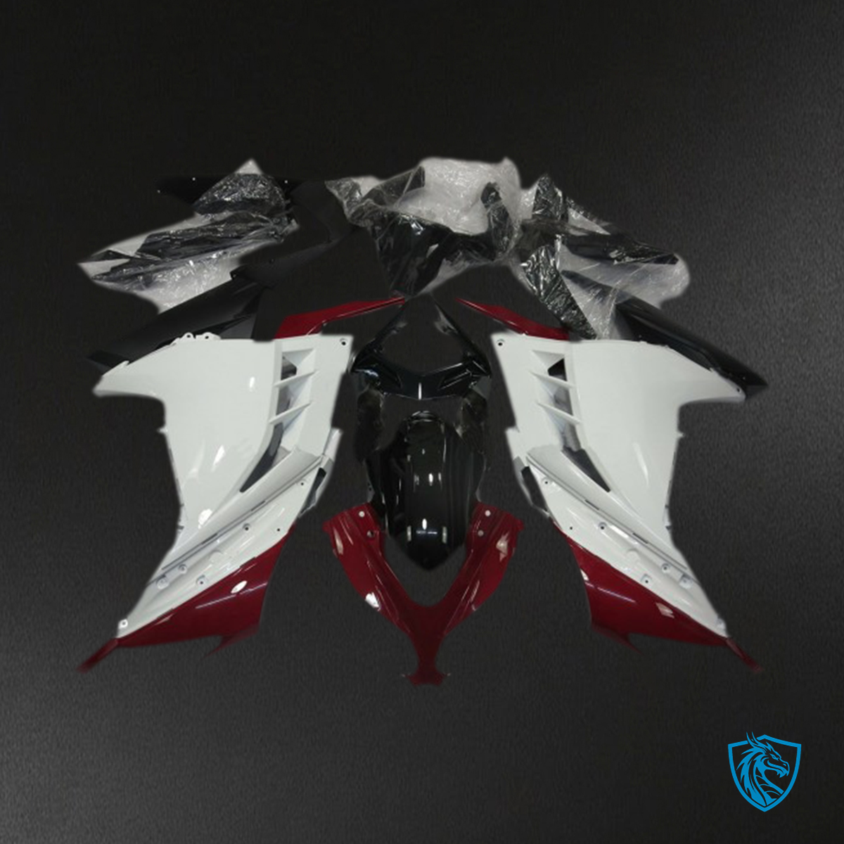 Kawasaki Ninja 300 (2013-2018) Red & White Motorcycle - Custom ABS Fairing Kit
