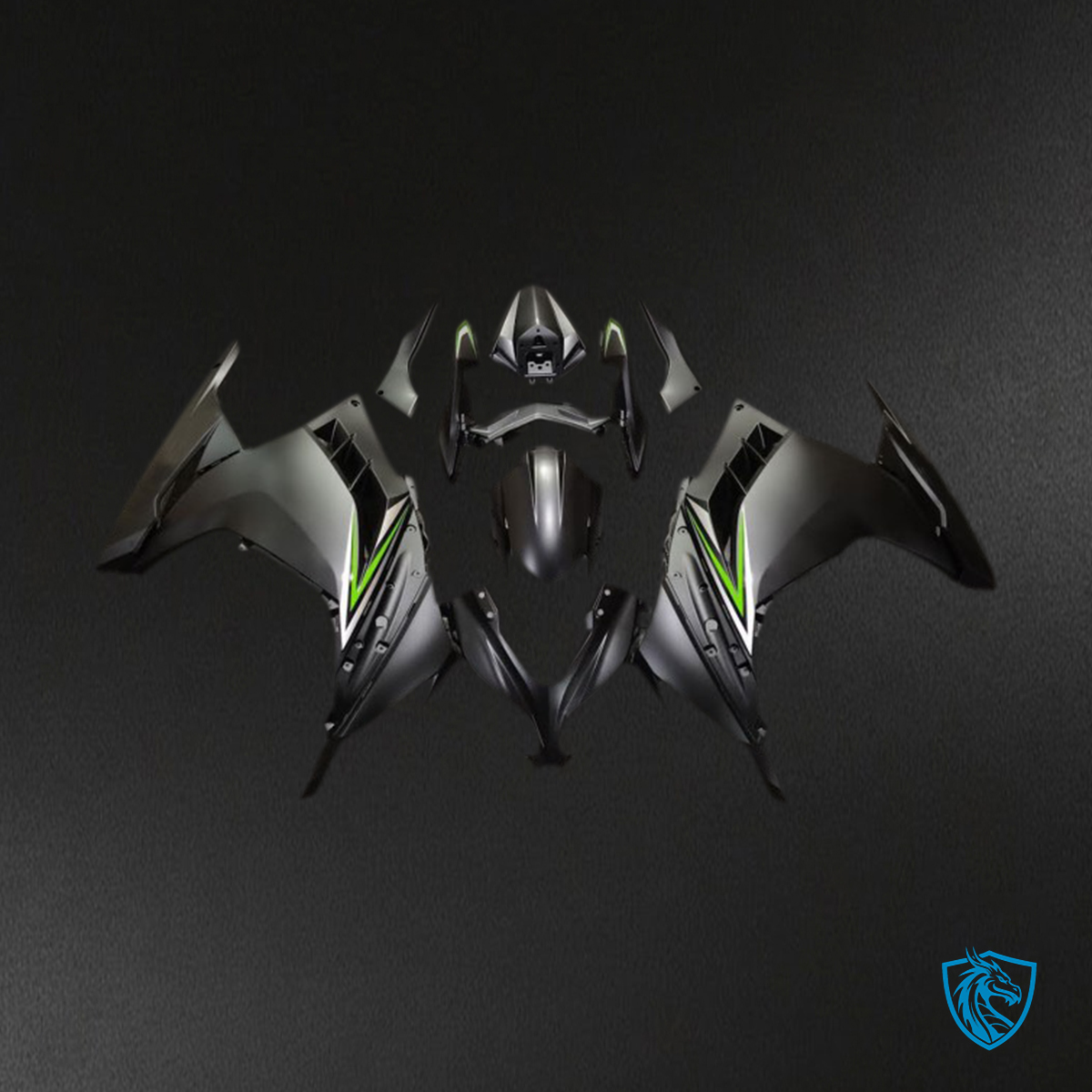 Kawasaki Ninja 300 (2013-2018) Matte Black & Green - MERGEment Motorcycle Fairings Kit