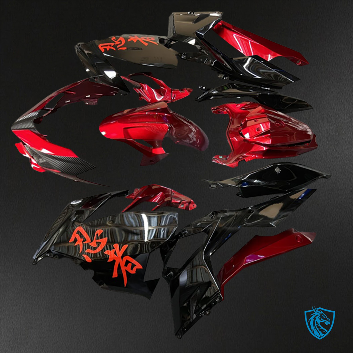 Kawasaki Ninja 400 (2018-2024) Gloss Deep Red & Black Fairings Kit - Aftermarket ABS Bodywork