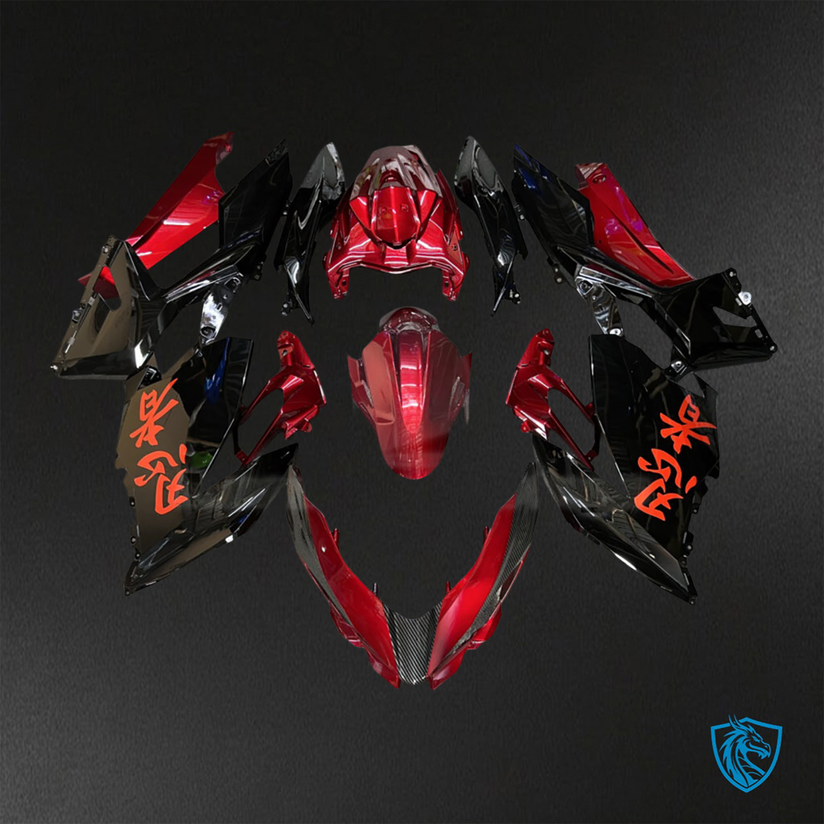 Kawasaki Ninja 400 (2018-2024) Gloss Deep Red & Black Fairings Kit - Aftermarket ABS Bodywork