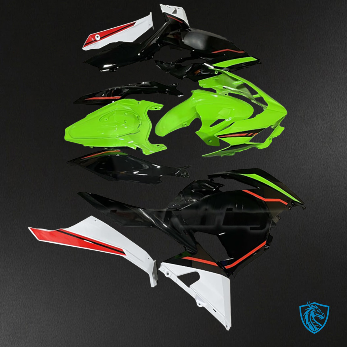 Kawasaki Ninja 400 (2018-2024) Gloss Green & Black - Replacement Motorcycle Fairings Kit
