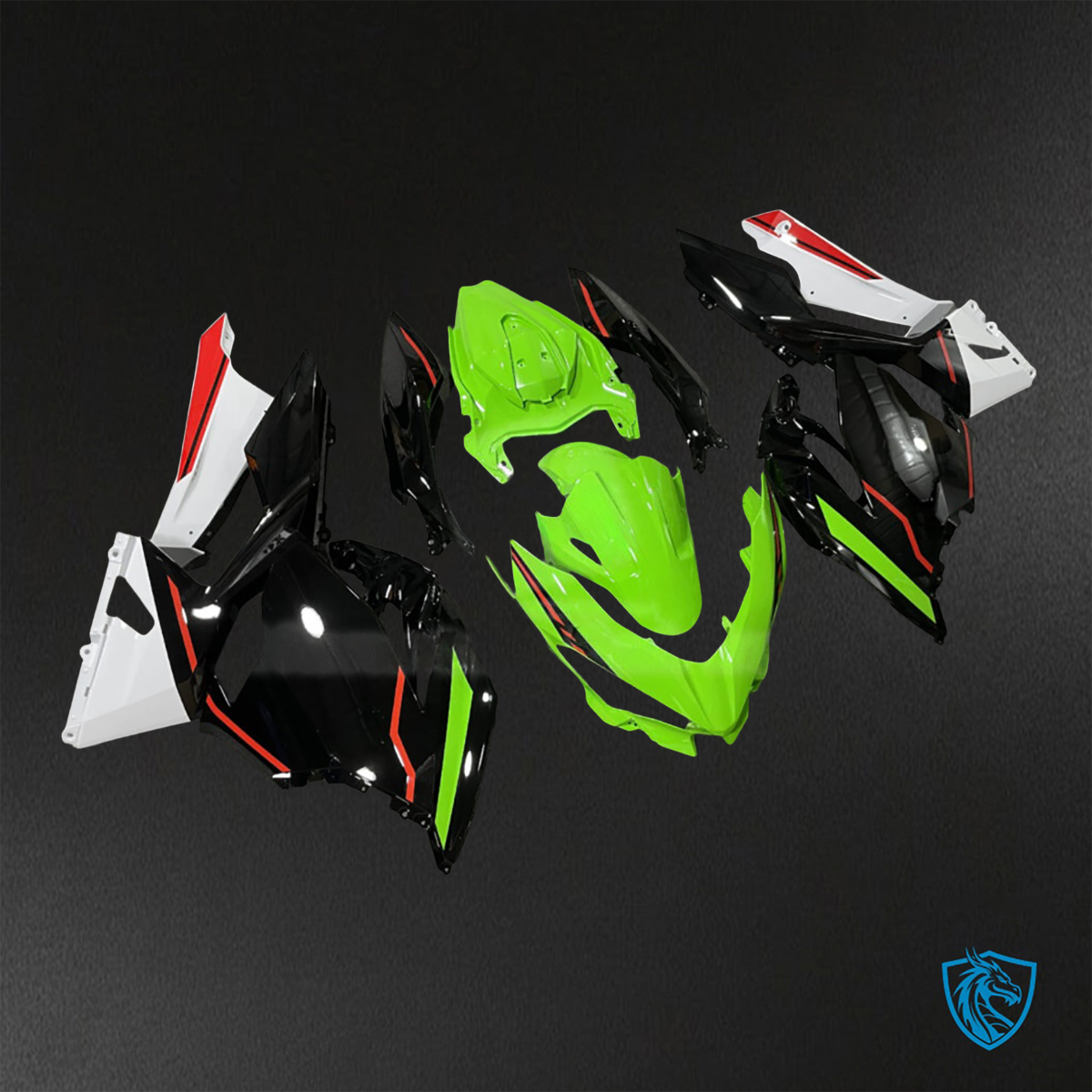Kawasaki Ninja 400 (2018-2024) Gloss Green & Black - Replacement Motorcycle Fairings Kit