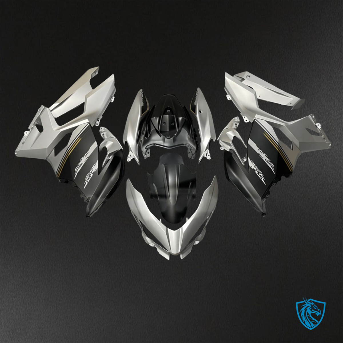 Kawasaki Ninja 400 (2018-2024) Matte Silver & Black Fairings Kit - Aftermarket ABS Bodywork