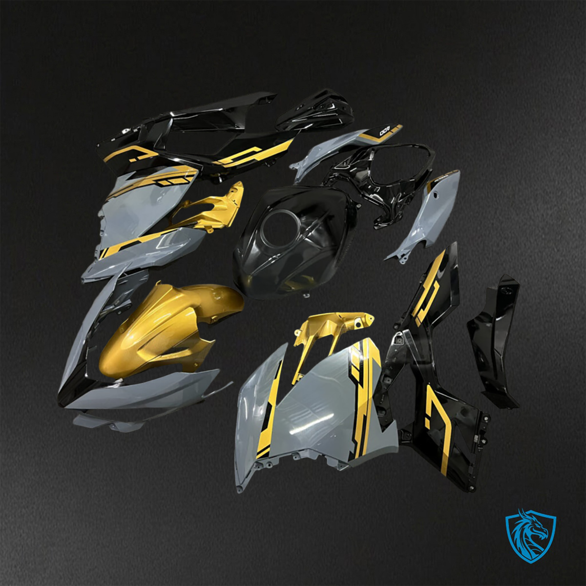 Kawasaki Ninja 400 (2018-2024) Gray, Gold & Black - Custom ABS Fairing Kit