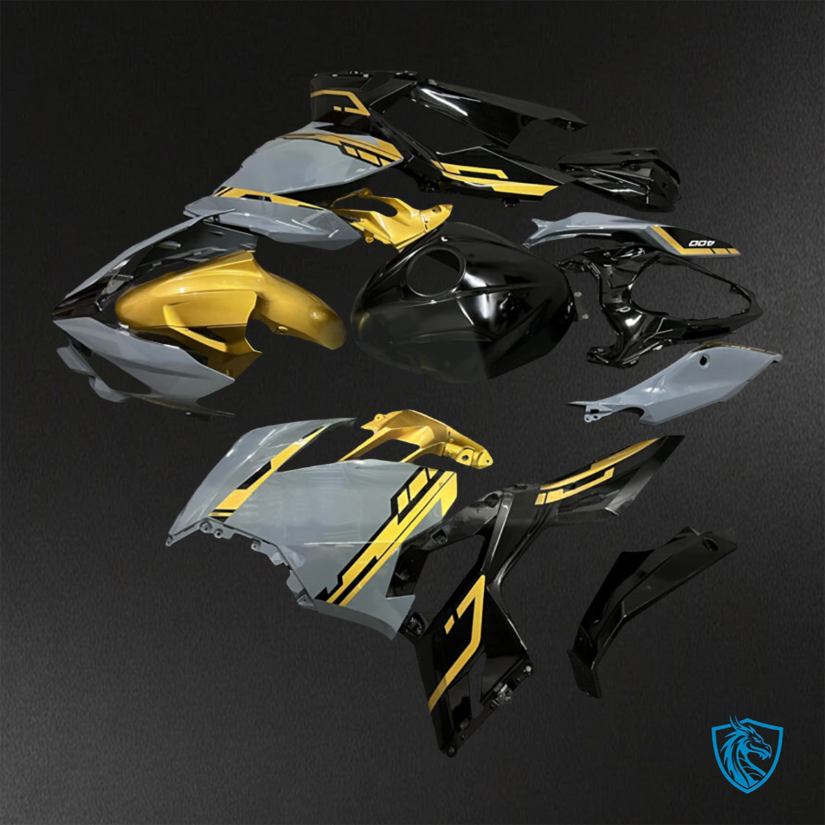 Kawasaki Ninja 400 (2018-2024) Gray, Gold & Black - Custom ABS Fairing Kit
