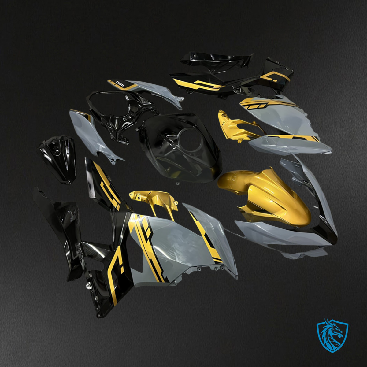 Kawasaki Ninja 400 (2018-2024) Gray, Gold & Black - Custom ABS Fairing Kit