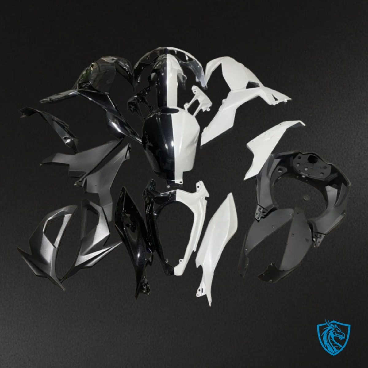 Kawasaki Ninja 400/250 (2018-2020) Black & Glossy White - MERGEment Motorcycle Fairings Kit