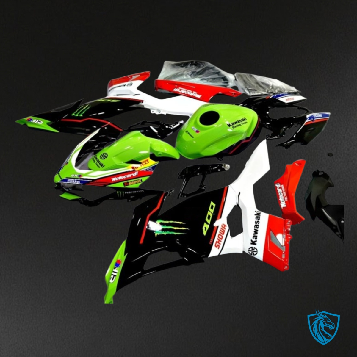 Kawasaki Ninja 400/250 (2018-2020) Black, Green, White & Red - MERGEment Motorcycle Fairings Kit