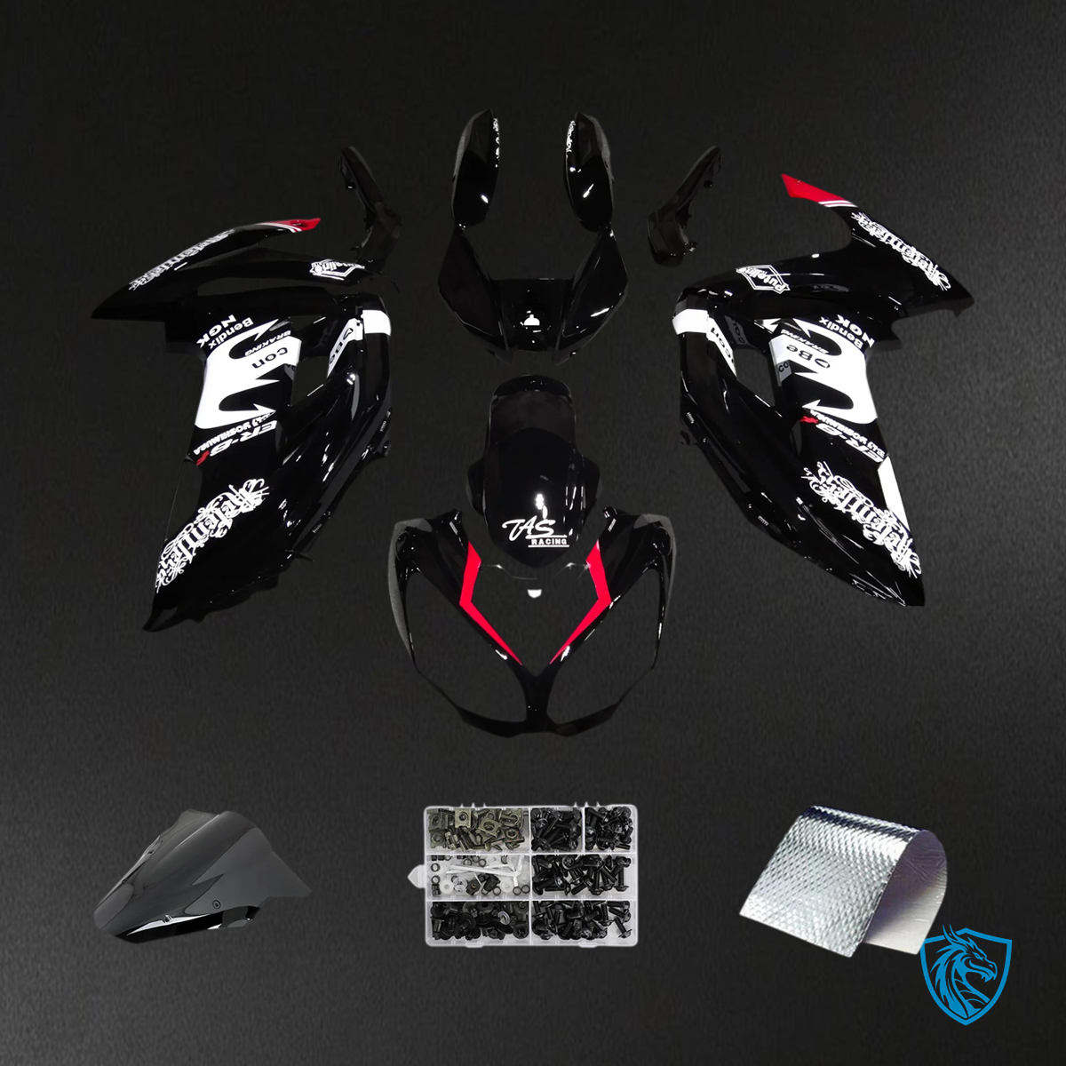 Kawasaki Ninja 650 (2012-2016) Black & White - Fairing Kit