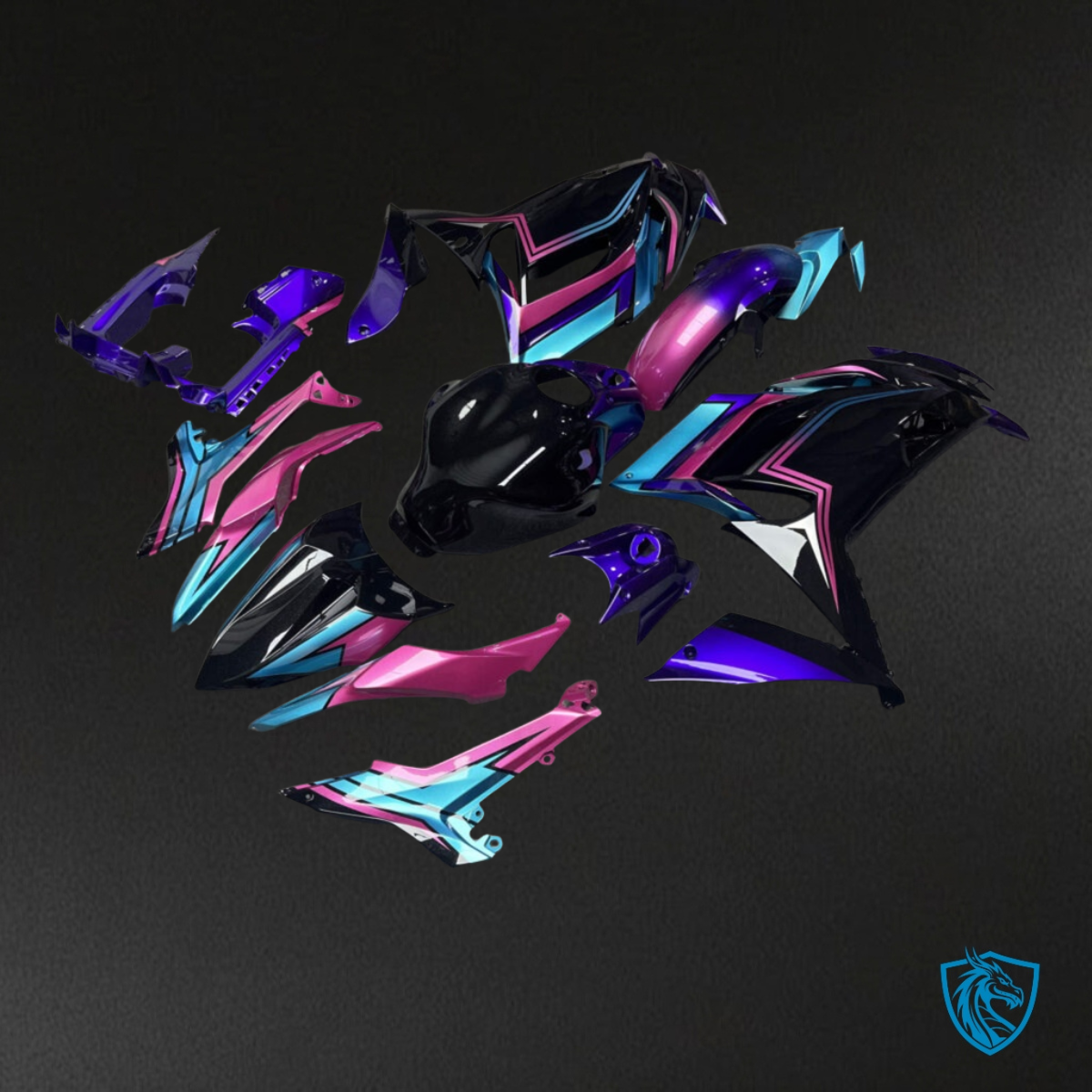 Kawasaki Ninja 650R (2020-2026) Blue, Black & Purple Fairing Kit - Aftermarket ABS Bodywork